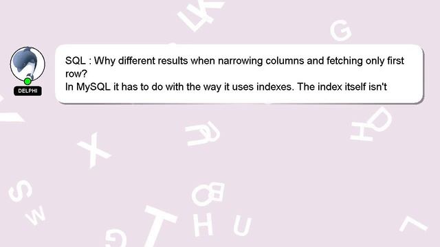 SQL : Why different results when narrowing columns and fetching only first row? смотреть онлайн