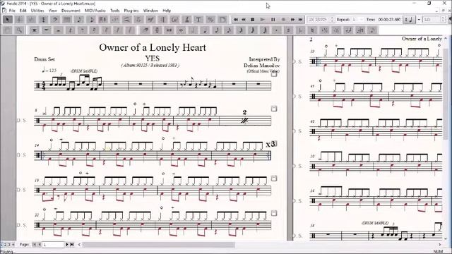 Drum Score World (Sample) - YES - Owner of a Lonely Heart смотреть онлайн