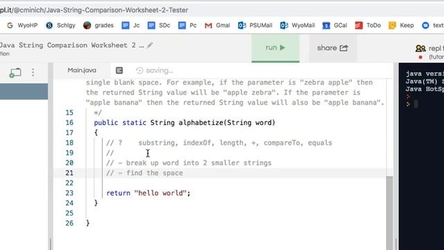 String Comparison Worksheet 2 Tester смотреть онлайн