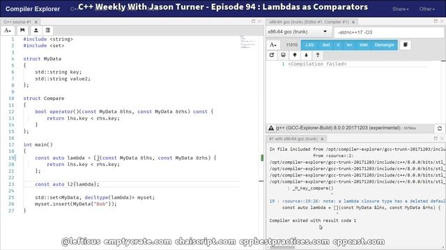 C++ Weekly - Ep 94 - Lambdas as Comparators смотреть онлайн