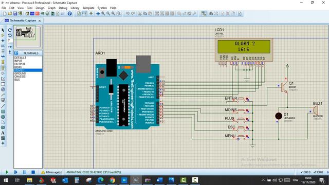 proteus arduino uno lcd interruption timer1 pin 2 pin 3 EEPROM read write- RTC -alarm смотреть онлайн