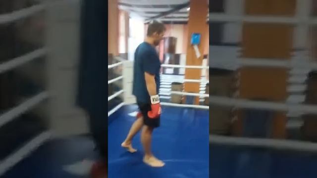 MuayThai/бокс/ серийная работа на лапах/левый боковой удар/