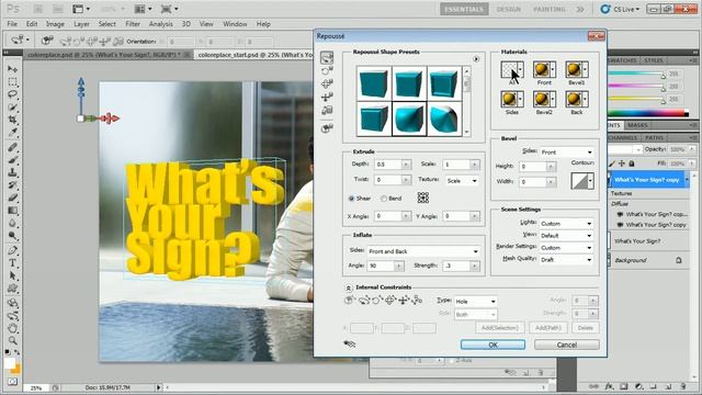 Create 3D text with Photoshop Extended and Repousse смотреть онлайн