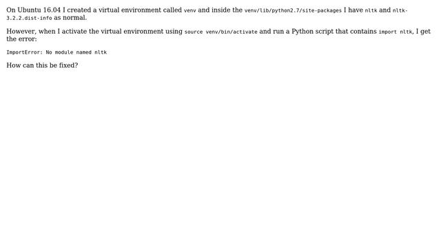 Ubuntu: What can I do when a Python virtual environment doesn't find modules? смотреть онлайн