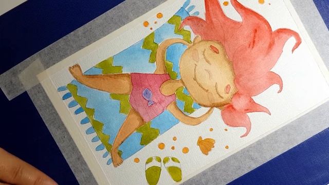 ПРОСТОЙ РИСУНОК АКВАРЕЛЬЮ.WATERCOLOR PAINTING. ЛЕТНЯЯ ДЕВОЧКА. SUMMER GIRL. смотреть онлайн