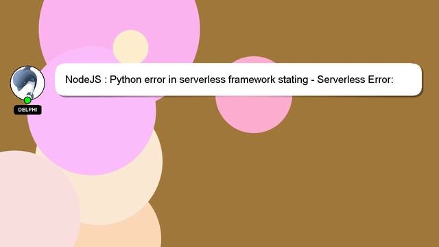 NodeJS : Python error in serverless framework stating - Serverless Error: spawn docker ENOENT смотреть онлайн