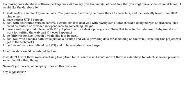 What databases or styles of database can use git (or another dvcs architecture) to manage... смотреть онлайн
