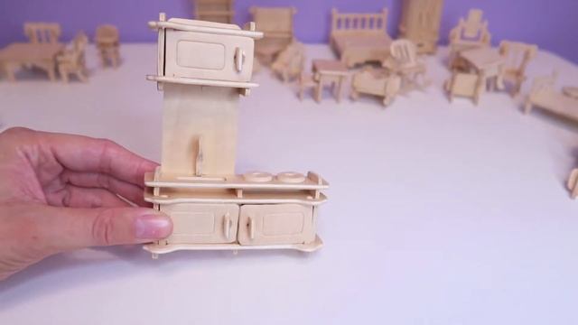 Сборная деревянная мебель Чудо-дерево "Мебельный гарнитур" | Деревянная мебель в кукольный домик смотреть онлайн