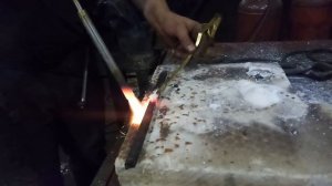 Пайка латунью десятого квадрата, пропан + сжатый воздух - вихревая горелка
