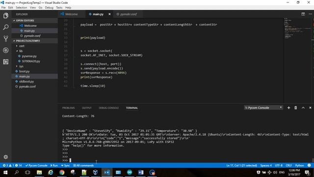 Pycom Sipy and Pysense IOT temp logging to MYSQL database using WIFI JSON REST data and PHP смотреть онлайн