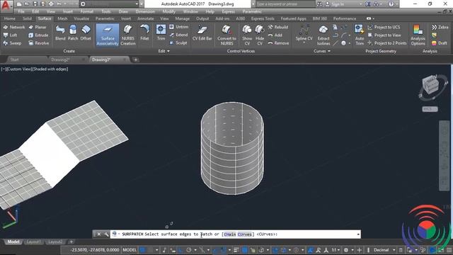Autodesk AutoCAD: How to use Surface Patch and Surface associativity Command in Autodesk AutoCAD смотреть онлайн