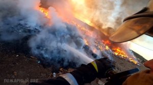 Пожар мусора бытовых отходов на полигоне. г.Берёзовский