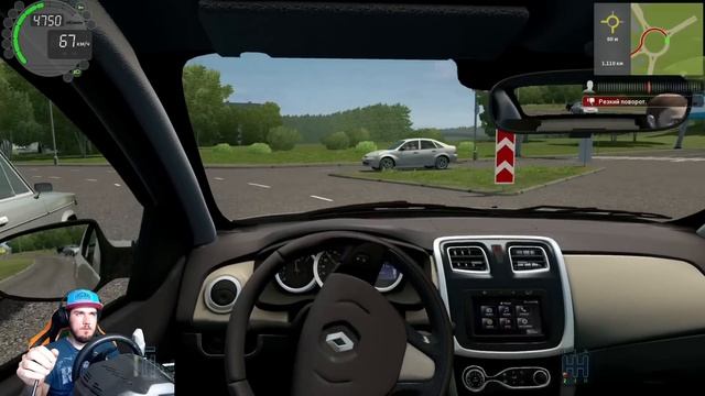 ТАКСУЮ НА НОВОМ РЕНО ЛОГАН - CITY CAR DRIVING + РУЛЬ смотреть онлайн