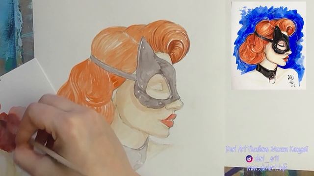 Видео урок! Как нарисовать портрет! Рисуем акварелью девушку в маске! #Dari_Art смотреть онлайн