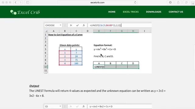 How to Curve Fit in Excel, Equation Finder - LINEST Function смотреть онлайн
