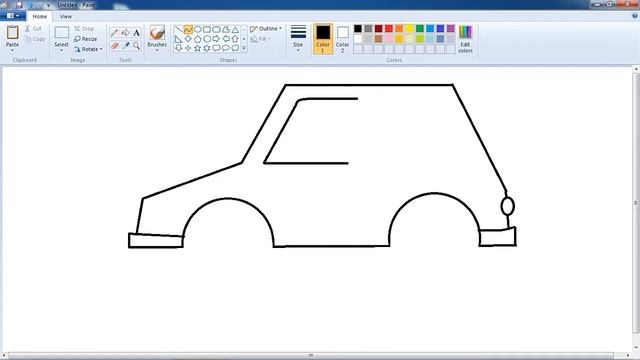 How to draw cartoon car in ms paint | car drawing in ms paint step by step | simple car drawing | смотреть онлайн