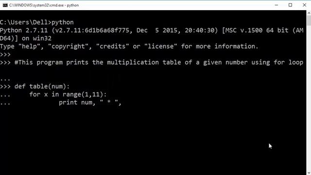How to generate a multiplication table using for loop in Python смотреть онлайн