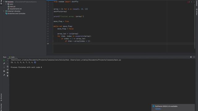 Bubble sort | Сортировка пузырьком на Python3 смотреть онлайн