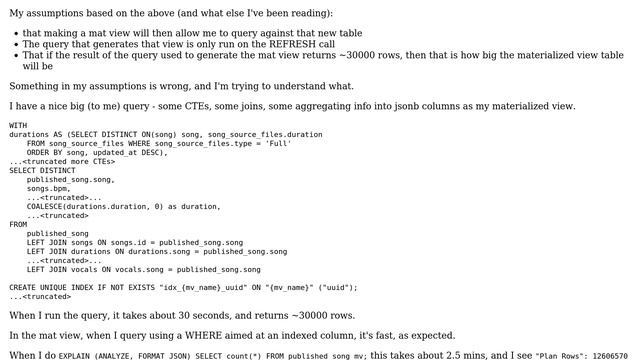 Need help understanding Postgres materialized views under the hood смотреть онлайн