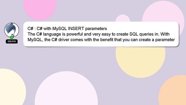 C# : C# with MySQL INSERT parameters смотреть онлайн