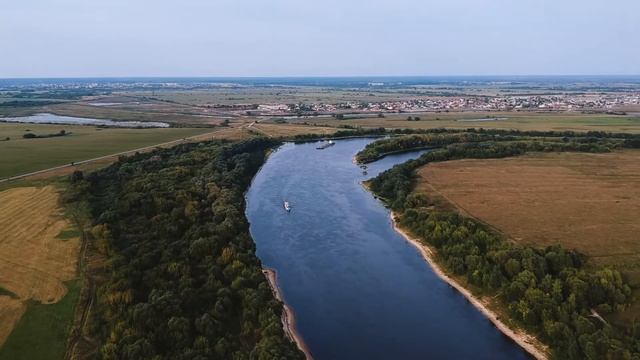 Река Ока с высоты птичьего полёта смотреть онлайн