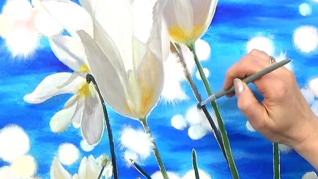 Всего одна деталь! Блики солнца на воде. Как написать цветы смотреть онлайн