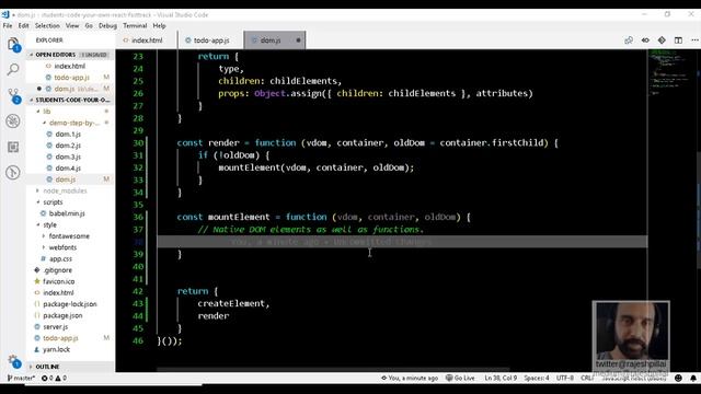 02- Code Your Own React Libary - Rendering Native DOM Element смотреть онлайн