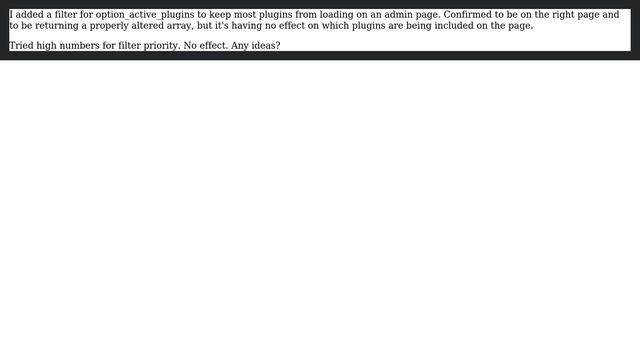Wordpress: option_active_plugins filter not working смотреть онлайн