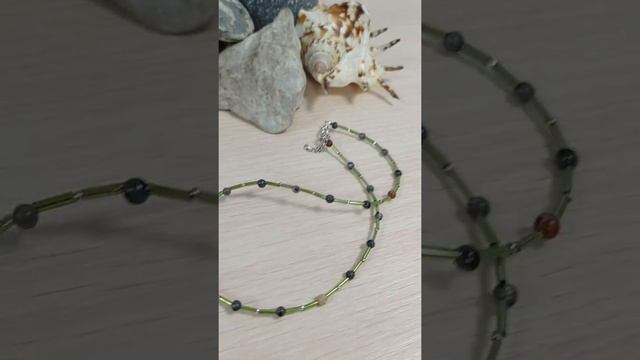 Чокер из натурального синего Агата и стекла смотреть онлайн
