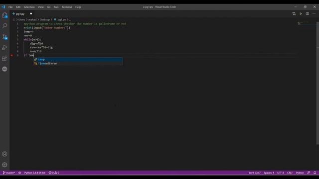 Python program to check whether the given number is palindrome or not смотреть онлайн