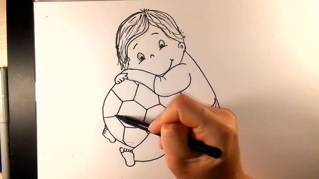 Рисуем маленького футболиста. Малыш с мячиком смотреть онлайн