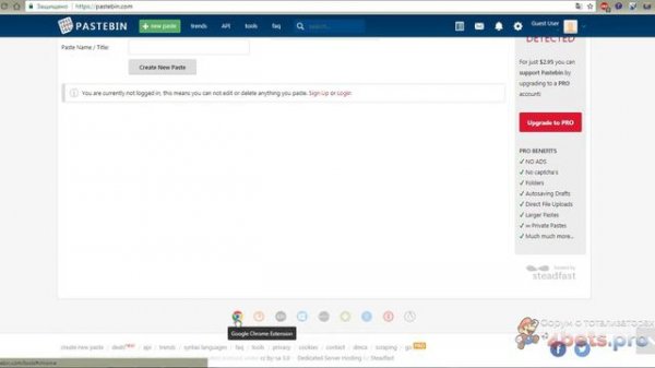 Использование сервиса pastebin