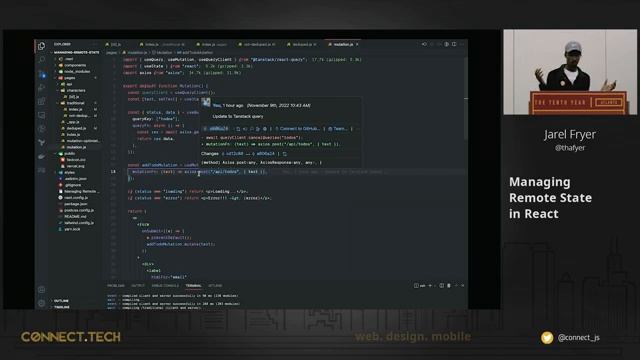Connect.Tech 2022 - Jarel Fryer - Managing Remote State in React смотреть онлайн
