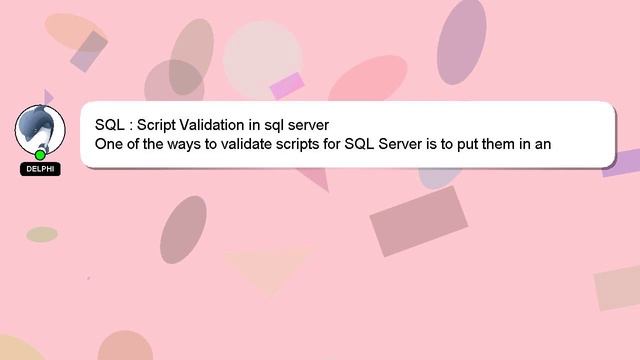 SQL : Script Validation in sql server смотреть онлайн