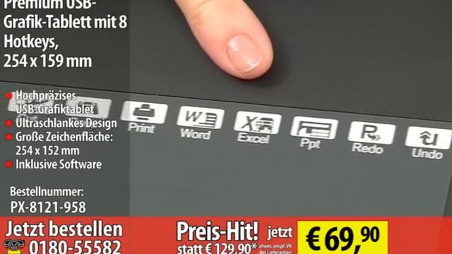 GeneralKeys Premium USB-Grafik-Tablett mit 8 Hotkeys, 254 x 159 mm смотреть онлайн