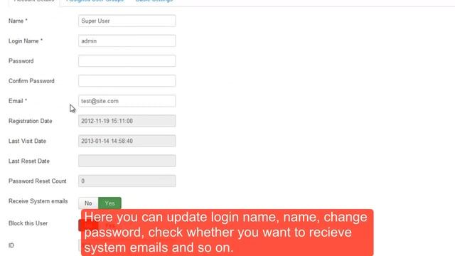 How to update your account info and change password in Joomla 3.0 version template смотреть онлайн