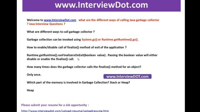 how to call java garbage collector java interview questions interviewdot смотреть онлайн