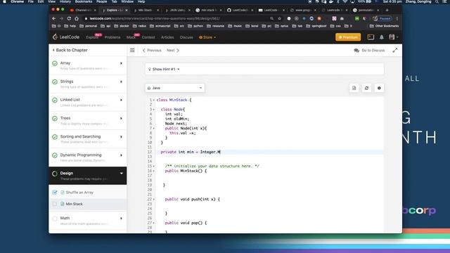 leetcode q155 Min Stack (sovle by using Linked list ) | Java смотреть онлайн