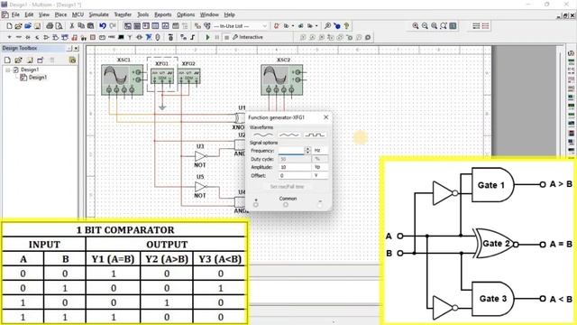 One Bit Comparator in Multisim Software смотреть онлайн
