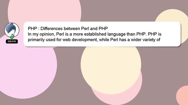 PHP : Differences between Perl and PHP смотреть онлайн