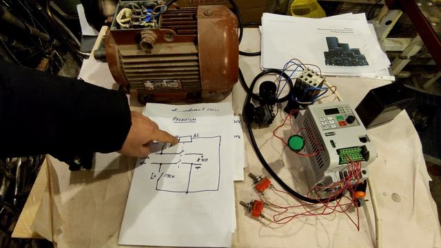 Подключение внешнего управления к преобразователю частоты 9100. Двух проводная схема с пускателем. смотреть онлайн