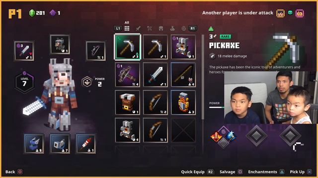 Pickycat & Sons Vs. Redstone Golem - Minecraft Dungeons Ps4 Couch Co-op Gameplay