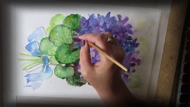 Мои картины // Акварель "Фиалковый букет" смотреть онлайн