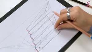 Рисование. Линейная перспектива. Лестница. Построение