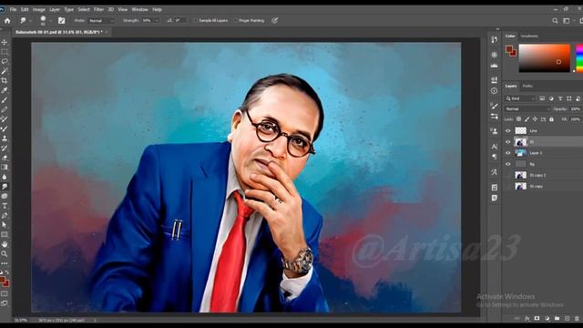 Babasaheb Ambedkar Digital Painting Photoshop Tutorial | Artisa 23 смотреть онлайн