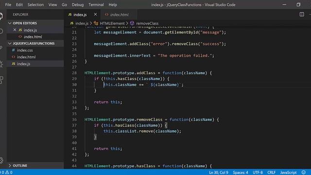 addClass(), removeClass() and hasClass() in plain JavaScript смотреть онлайн
