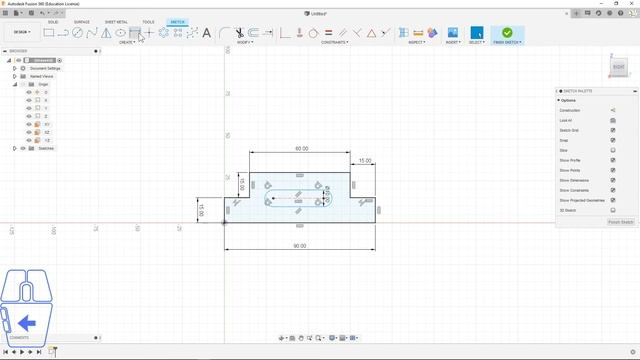 Fusion 360, урок 03 - инструмент Extrude, изделие Черчение 8 смотреть онлайн