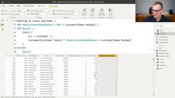 Compute a ranking based on multiple columns