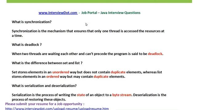 java synchronization serialization interview question interviewdot смотреть онлайн