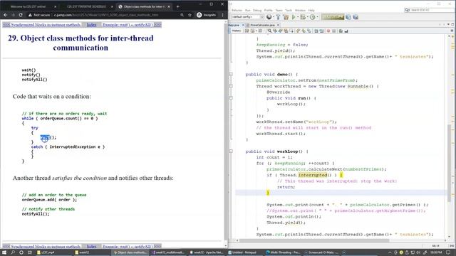 12.9 Object class methods wait() notify() notifyAll() for inter-thread communication смотреть онлайн